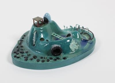 3-d printed, 3-D printing, imagination, hand colored with gouache and resin